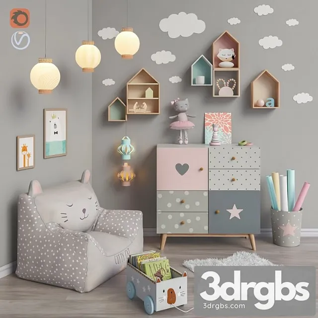 Toys And Furniture Set 10 3D Model Free