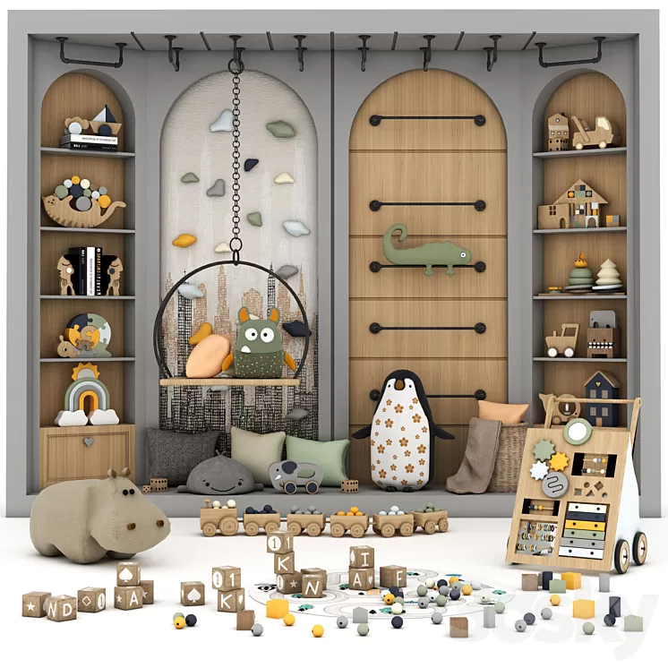 toys and furniture set 3D Model Free