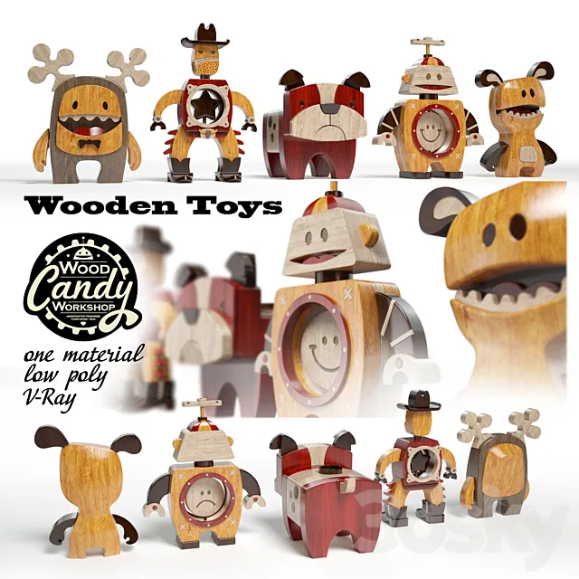 Toys made of wood 3D Model