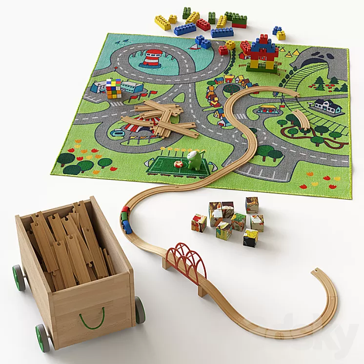 Toys on the carpet for the nursery 3D Model