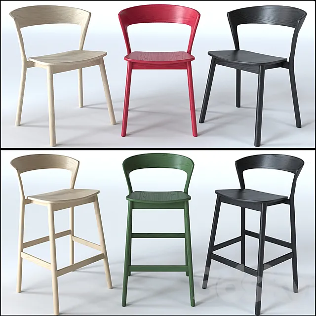 Traba Edith Cafe Chair and Bar Stool 3D Model