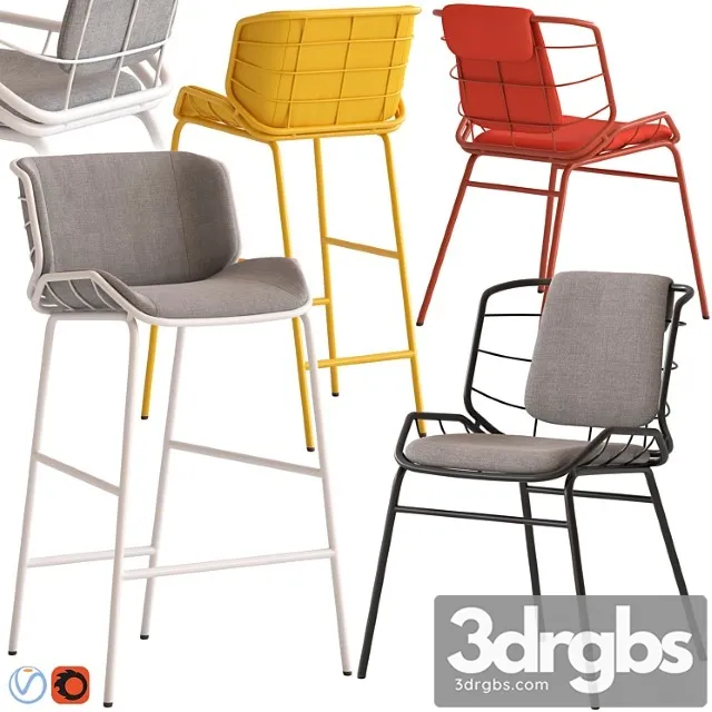 Traba met skin stool and chair 2 3D Model Free