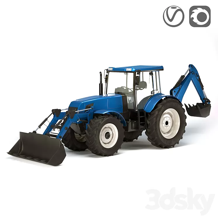 Tractor low / middle / high poly rigged 3D Model