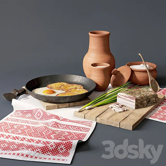 Traditional Belarusian dinner 3D Model