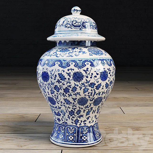 Traditional Chinese vase with lid 3DModel