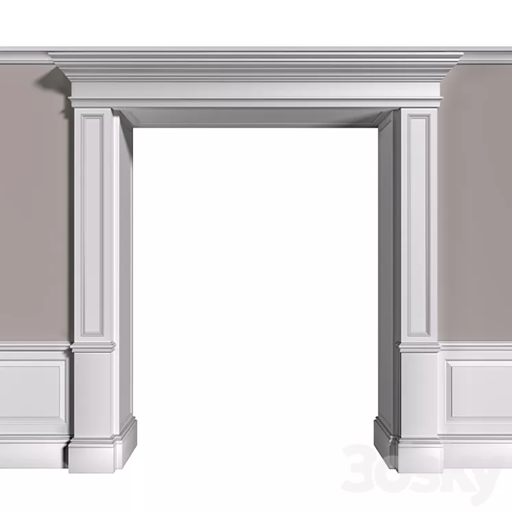 Traditional Interior Arched Opening.Classic Wall paneling 3D Model Free