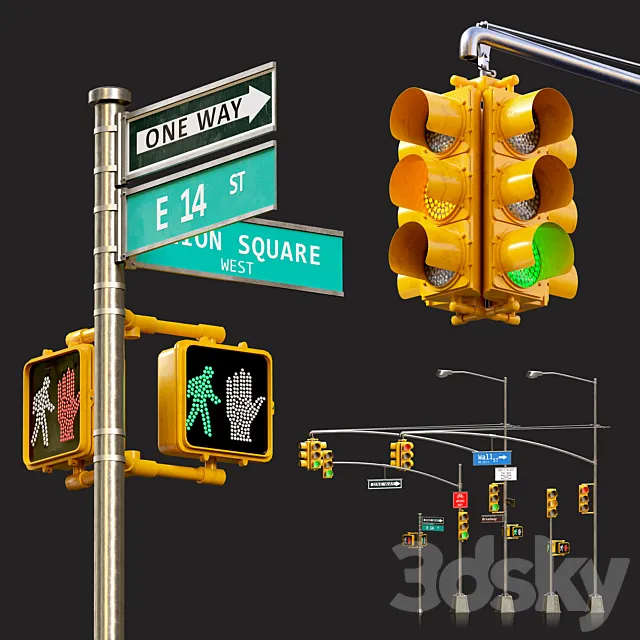 traffic light set01 3D Model