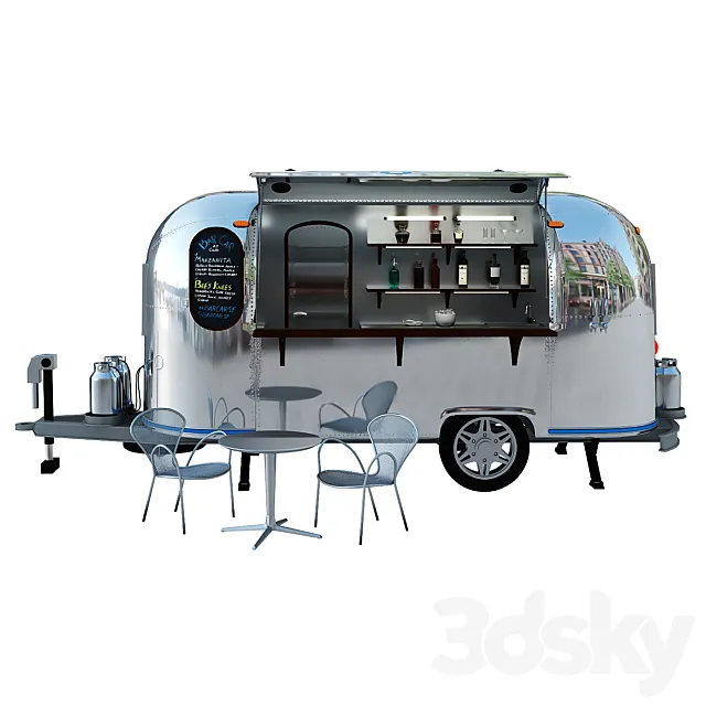 Trailer Bar Car Airstream 1965 3D Model