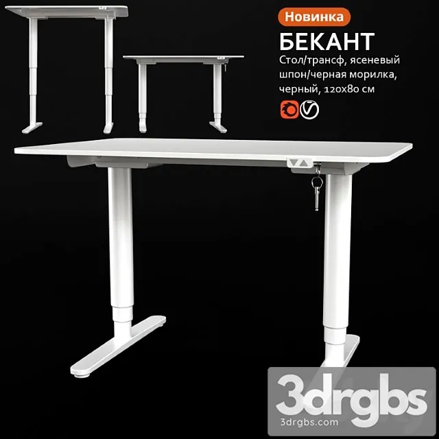 Transformer Table White Ikea Bekant 3D Model Free