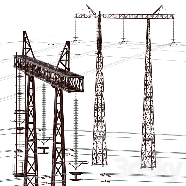 Transmission tower 500 kV 3D Model