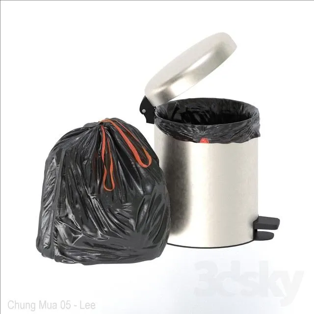 trash bag and bin 3D Model