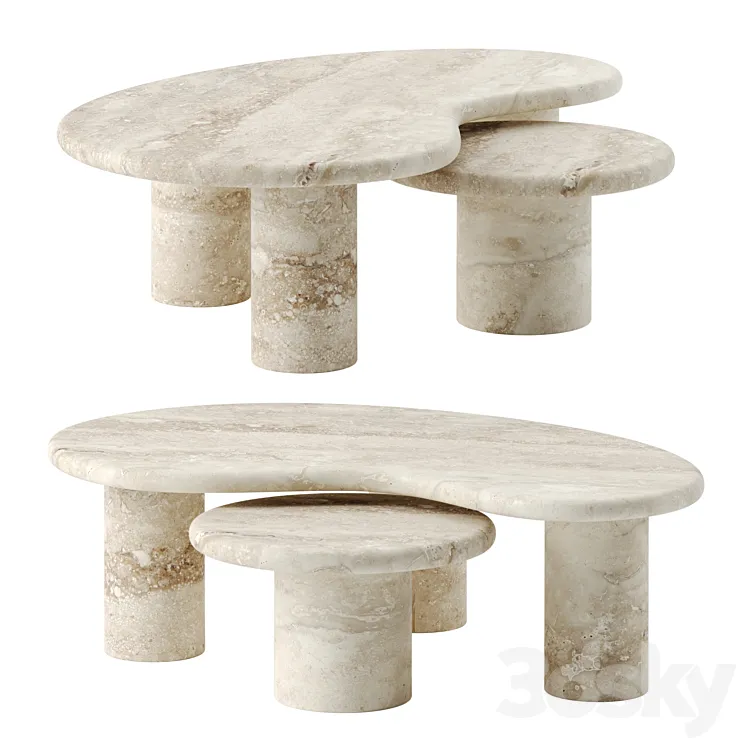 TRAVERTINE PUDDLE coffee table by Anna Karlin 3D Model Free