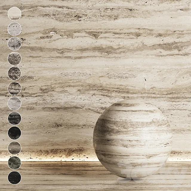 Travertine stone of different shades No. 9 3D Model