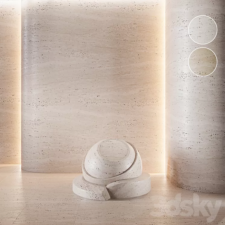 Travertine stone set (seamless) 3D Model