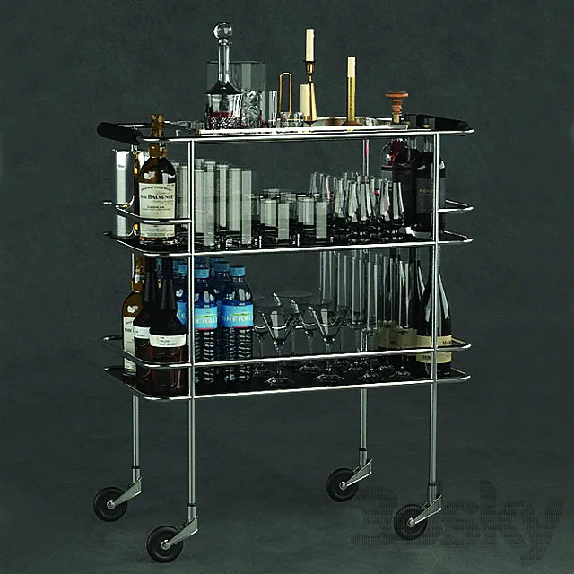 Tray on wheels 3D Model