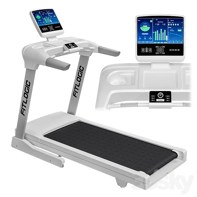 Treadmill FitLogic White 3D Model Free Download