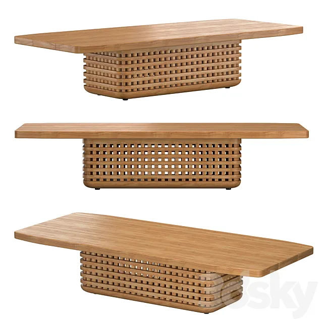 TRELICA TEAK RECTANGULAR COFFEE TABLE 3D Model