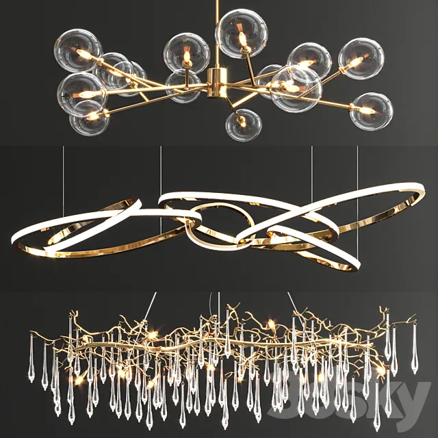 Trend Chandelier Collection - 3 type 3D Model