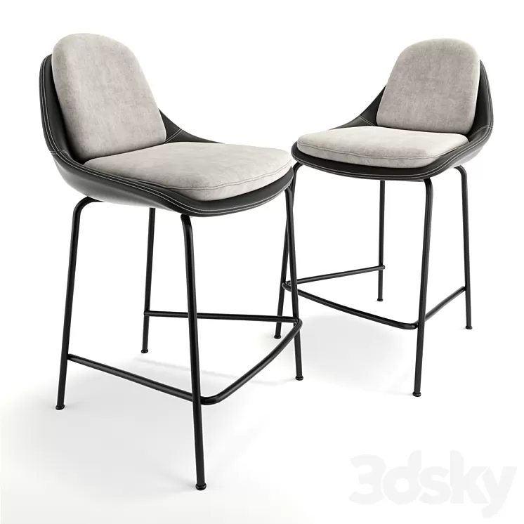 Trento Bar Chair Black 3D Model
