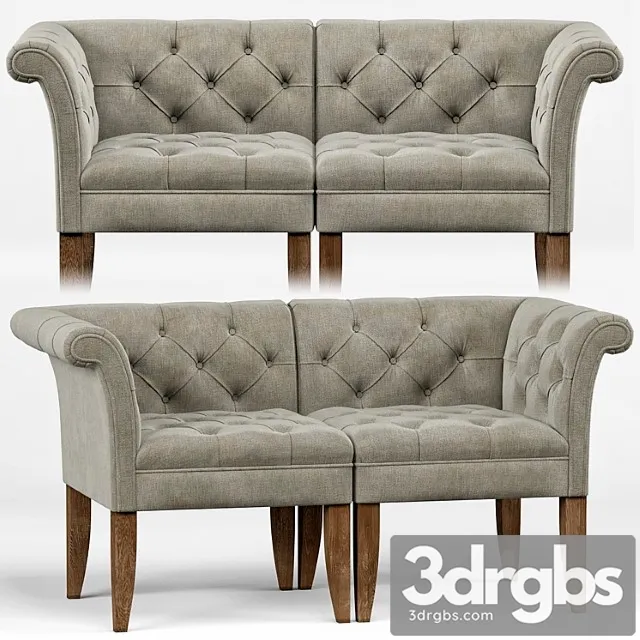 Trenton french country tufted beige linen corner chair