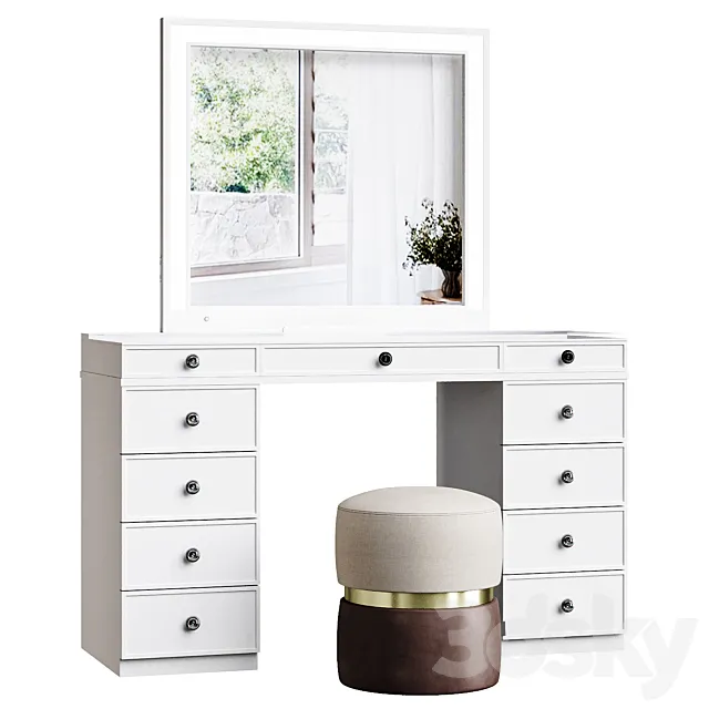 Tresanti Alexandra Vanity Table with LED Lighted Mirror 3D Model