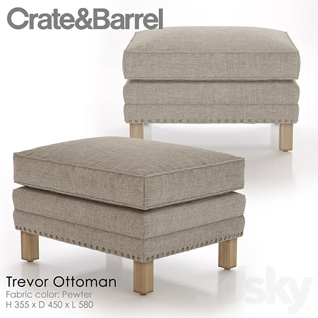 TREVOR Ottoman - CRATE & BARREL 3DModel