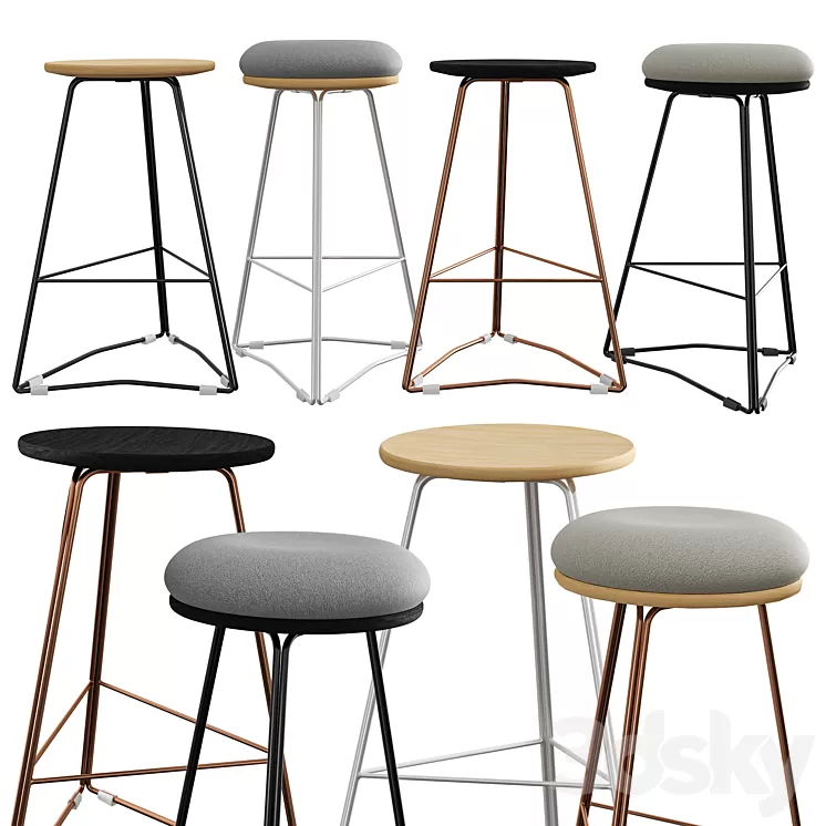 TRI650 Soft Top Stool by Hunt Furniture 3D Model