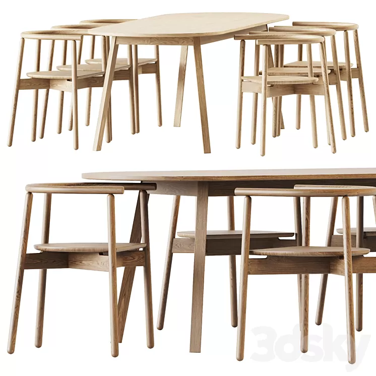 Triangle Leg Table by Hay and Mars Armchair by Branca Lisboa 3D Model Free