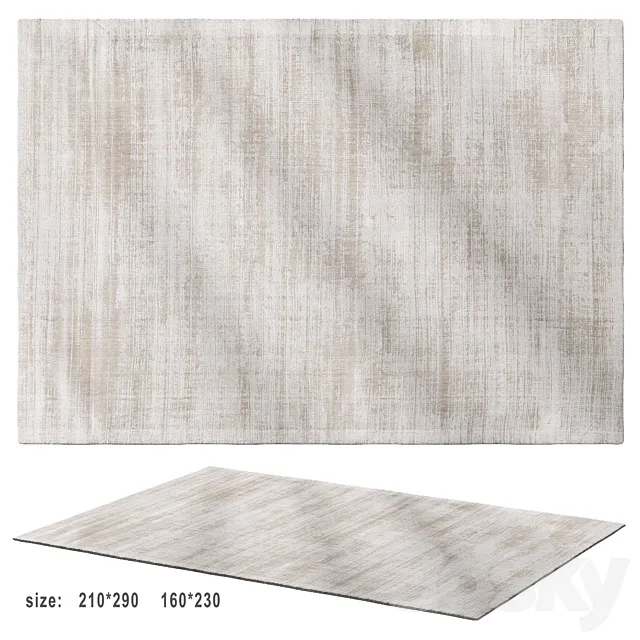 Tribeca - Cream Beige Viscose Rug by Rugvista 3D Model