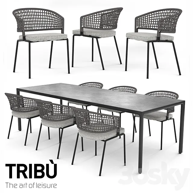 TRIBU Contour Armchair and ILLUM table 3DModel