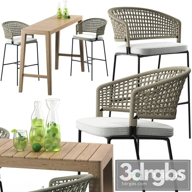 Tribu CTR Bar Chair Set 3D Model Free