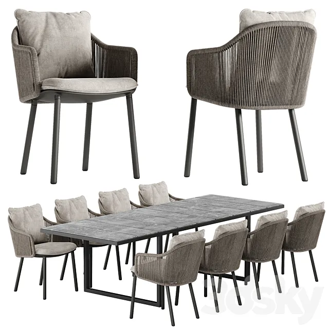 Tribu Senja chair Nox table set 3D Model