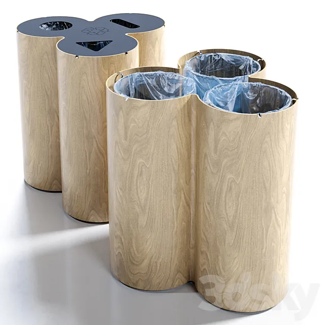 Trio recycling bin by Materia 3D Model