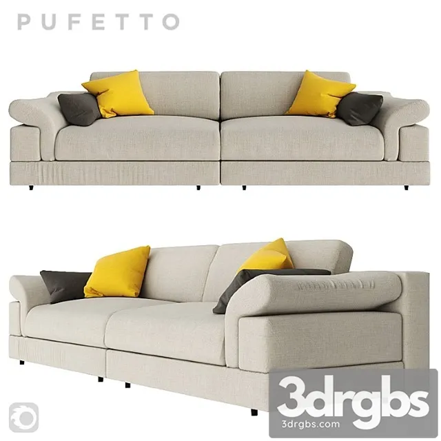 Triple sofa pufetto claudia. 2 3D Model Free