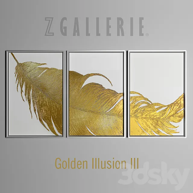 Triptych Golden Illusion III from zgallerie 3D Model