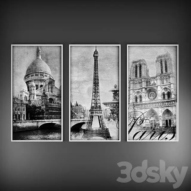Triptych "Paris" 3D Model