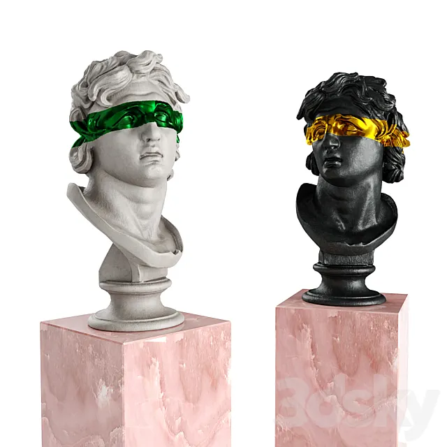 Triton bust stripe sculpture 3DModel