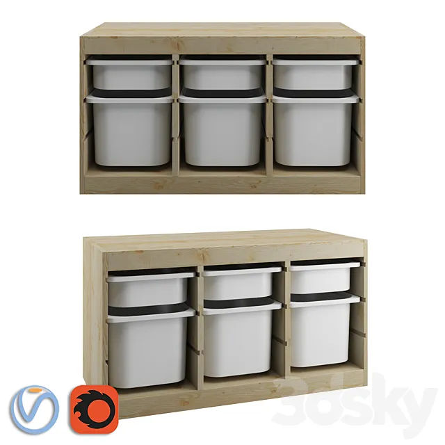 TROFAST Storage combination with boxes _ TROFAST storage module with containers 3D Model