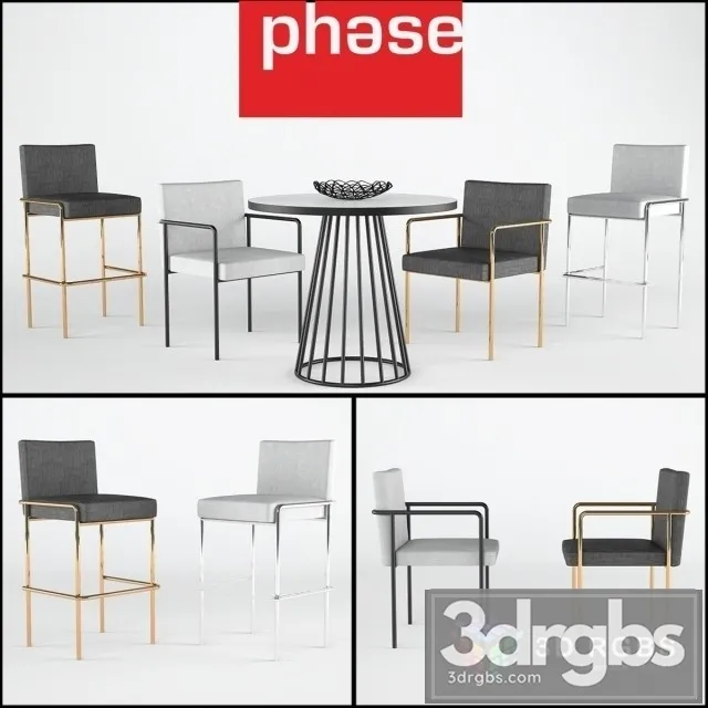 Trolley Side Table and Chair 3D Model Free
