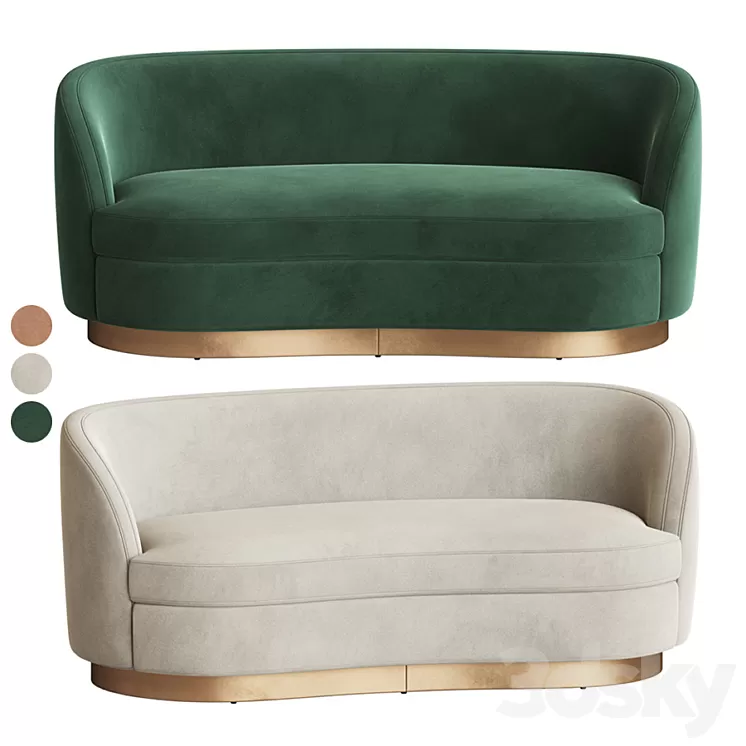 Tropez Velvet Petite Sofa 3D Model Free