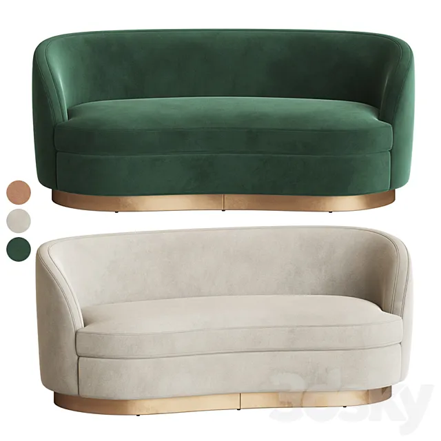 Tropez Velvet Petite Sofa 3DModel
