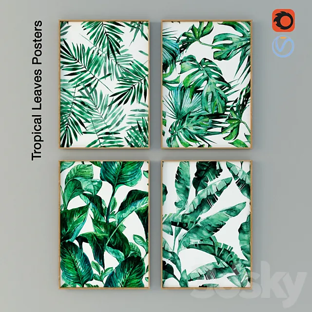 Tropical Leaves Posters 3D Model