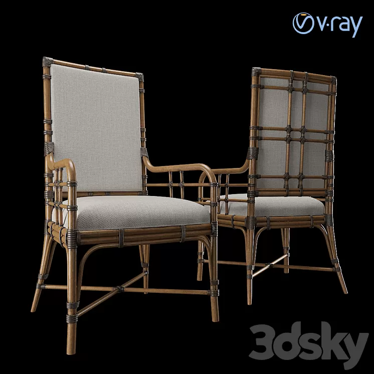 Tropical - Summer Isle Upholstered Arm Chair 3D Model