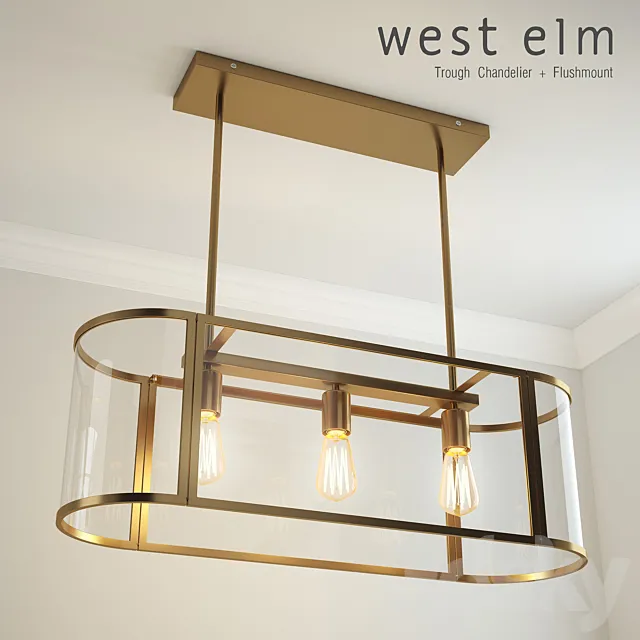 Trough Chandelier + Flushmount 3D Model