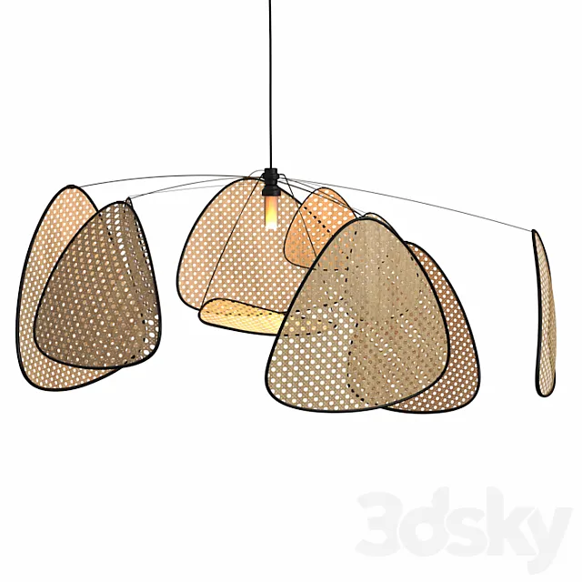 Trouva rattan hanging lamp 3D Model