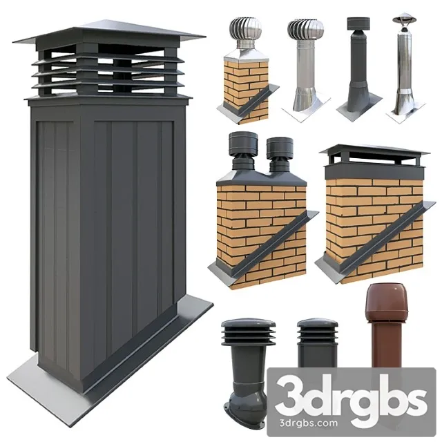 Truby Ventiliatsii I Dymokhody Na Kryshe 3D Model Free