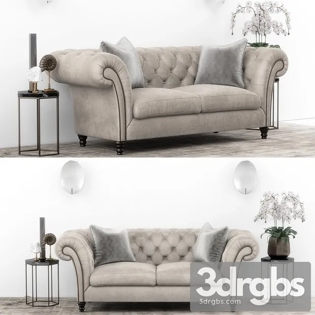 TSC Club Chesterfield Sofa Set 3D Model Free