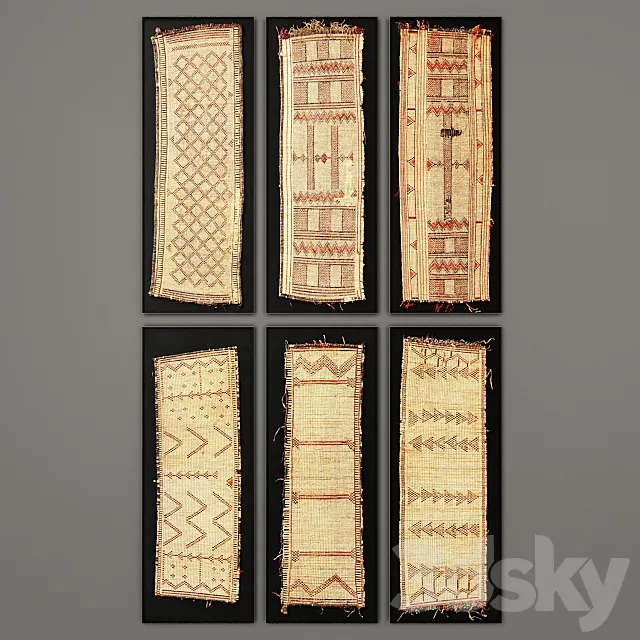 Tuareg Woven Mat Art RH Collection 3D Model