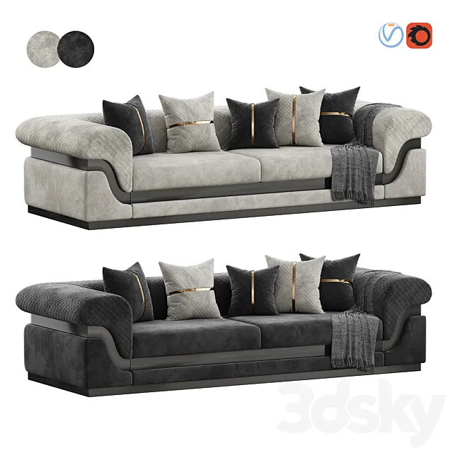 Tudora Art Deco Sofa by Evgor Luxury 3D Model