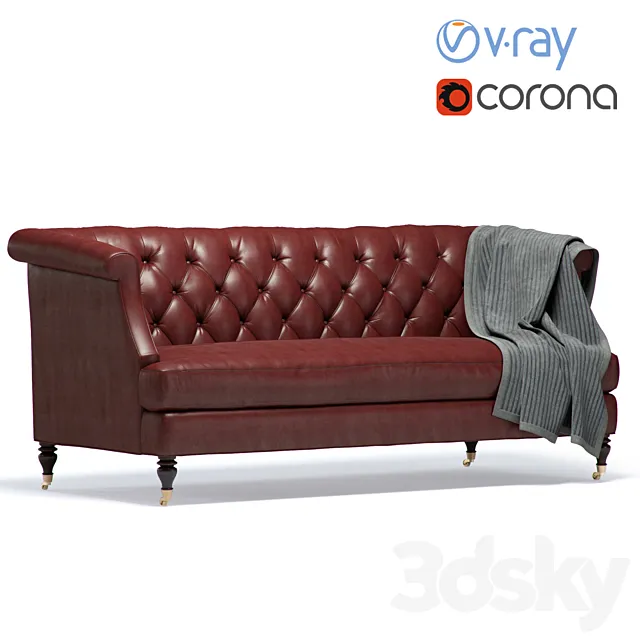 Tufted 2-Seater Sofa 3D Model